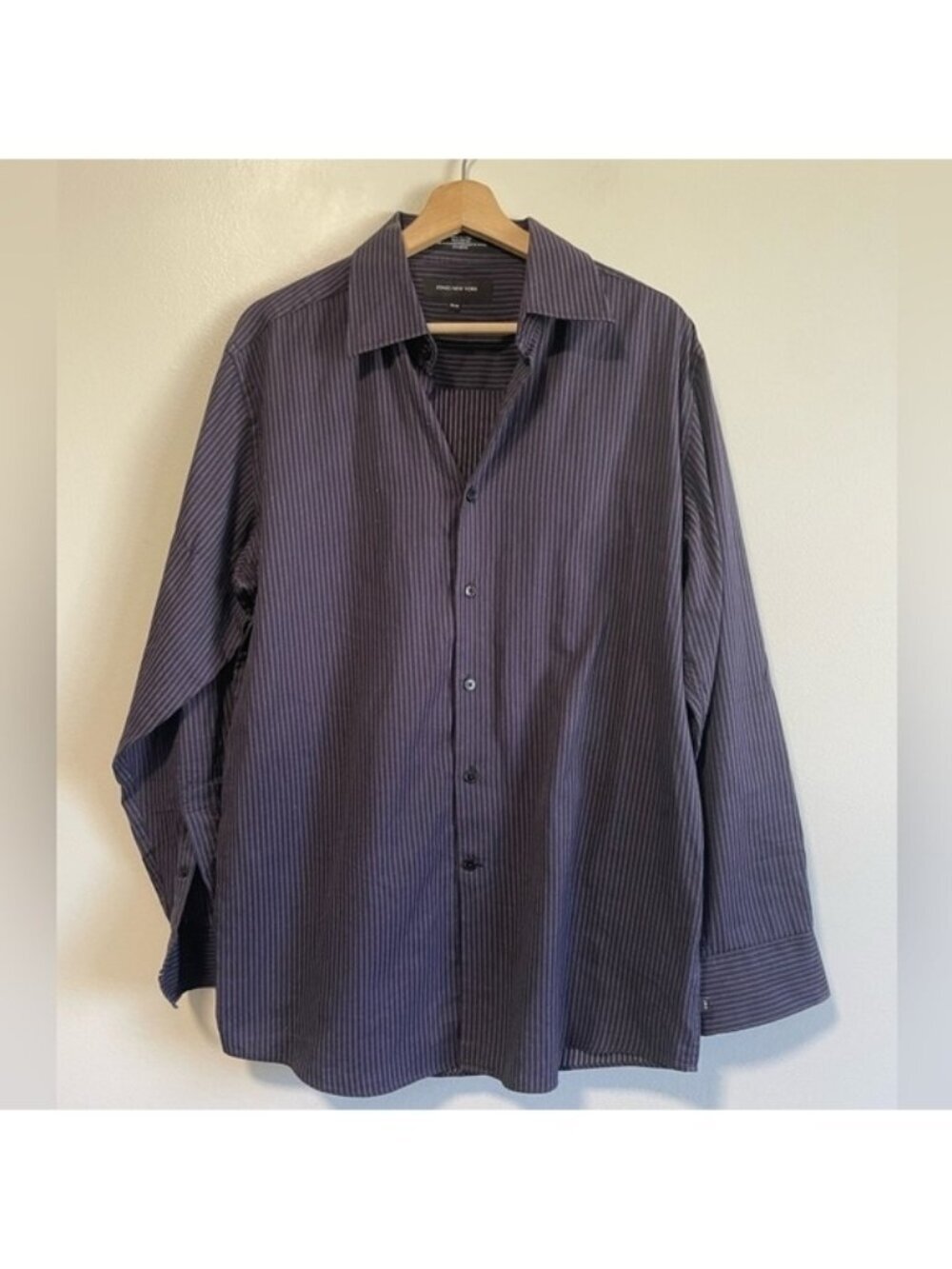 Jones New York Purple  & Black Striped Button Up Dress Shirt